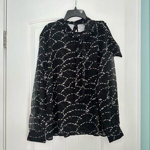 Ann Taylor Black and White Patterned Blouse with back closure.